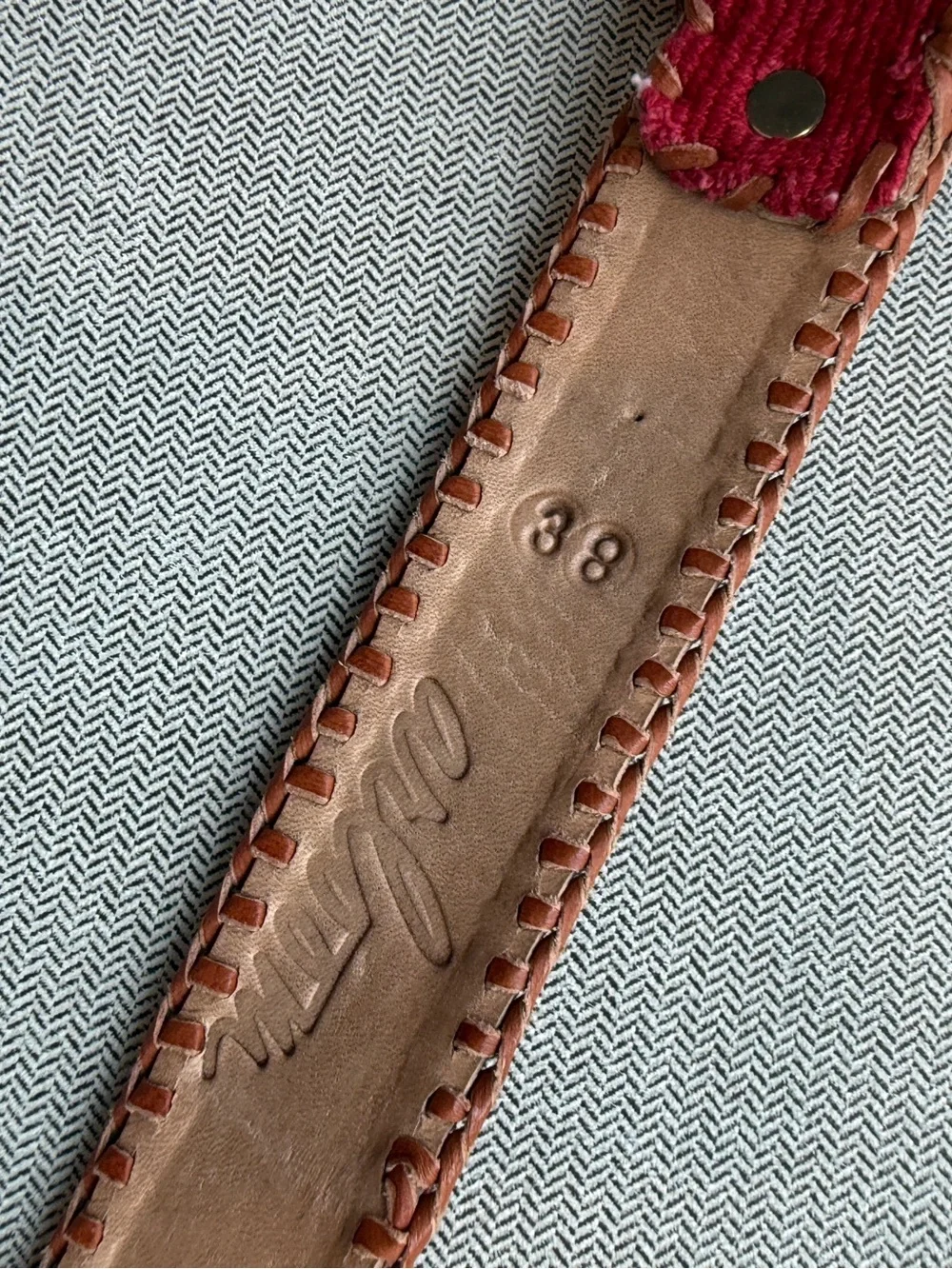Arloom Red Embroidered Leather-Trim Women’s Belt NEW ROUND TOP TX